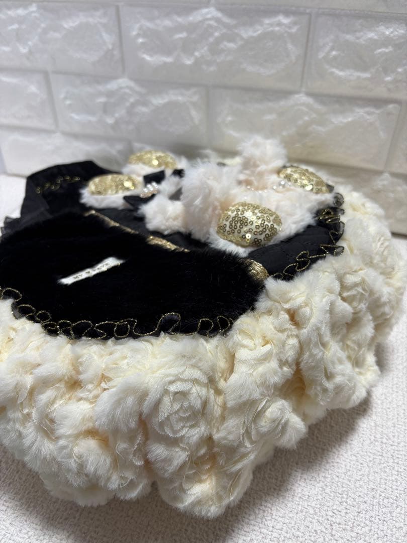 ニ*タ様 コヤンイサムチョン　ハンドメイド　ファーギャザーバッグ　黒うさちゃん