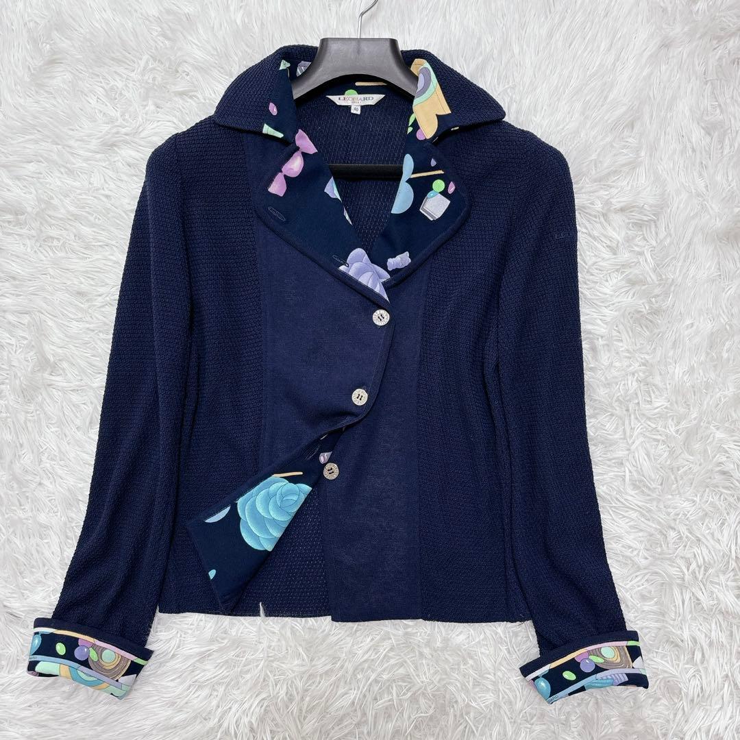 美品✨レオナールスポーツ2way テーラード ジャケット 花柄 ブルー L
