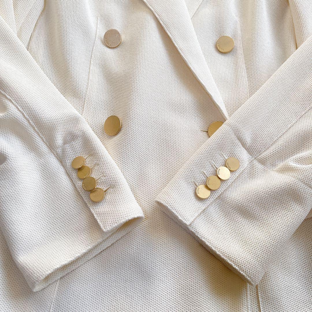 極美品 EPOCA ダブルブレストジャケット 金ボタン アイボリー 40 M