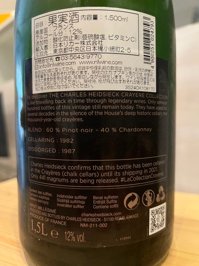 CHARLES HEIDSIECK 1981 シャンパン 1.5L