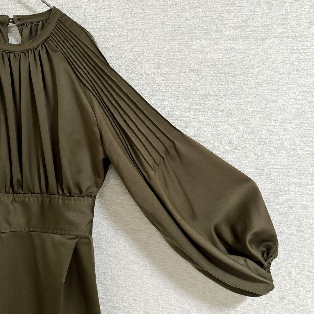 louren pintack sleeve dress M カーキ オケージョン