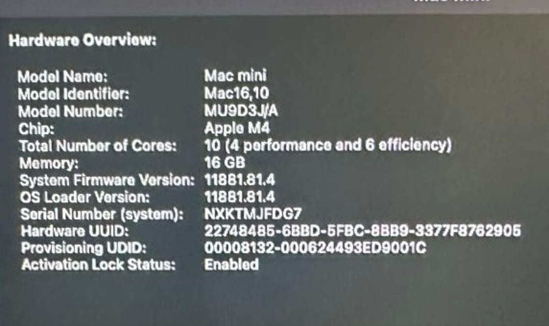 Mac mini M4 16GBメモリ 256GBSSD + AppleCare