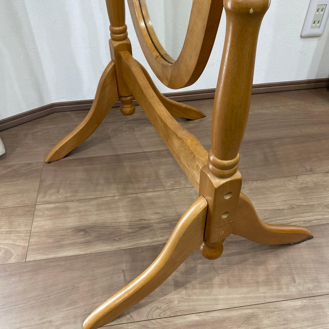 アンティーク オーバル型 木製全身鏡 スタンドミラー 脚付き 大型鏡 ビンテージ