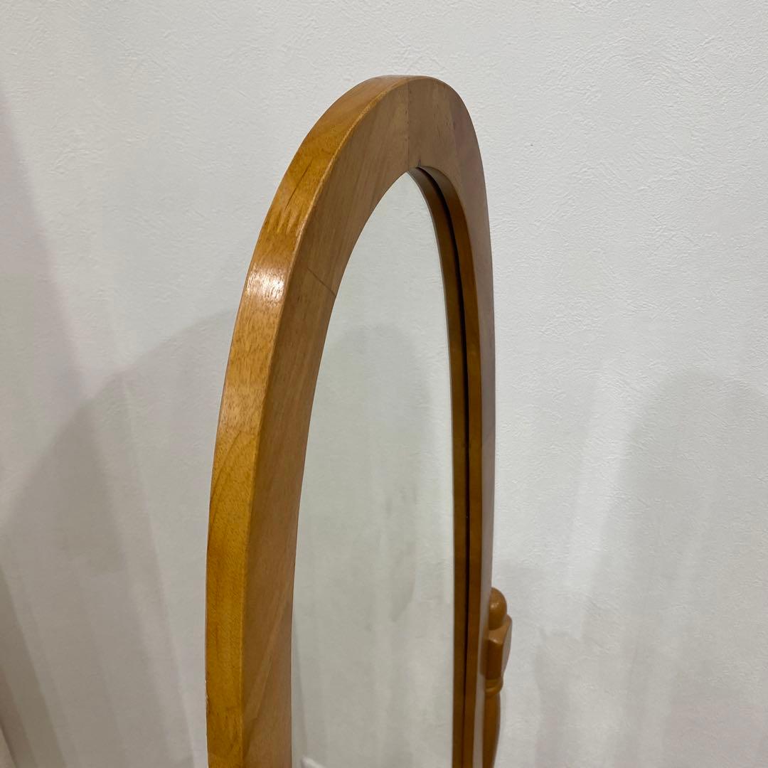 アンティーク オーバル型 木製全身鏡 スタンドミラー 脚付き 大型鏡 ビンテージ