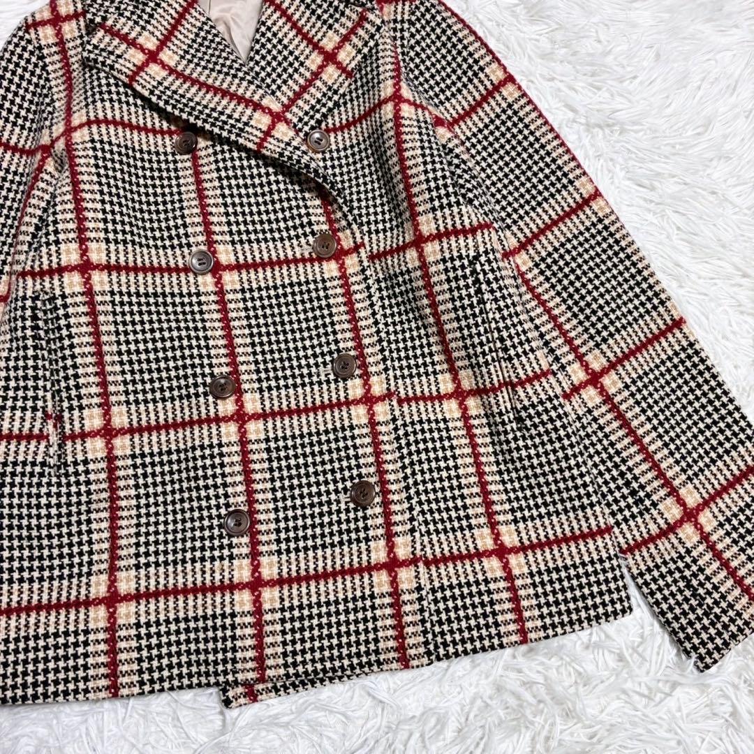 ひーこ IÉNA sese ダブルブレスト ピーコート チェック 裏地