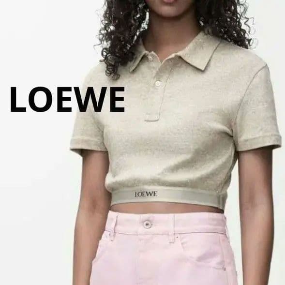 【人気モデル】 ロエベ クロップド ポロシャツ ベージュ サイズ XS コットン