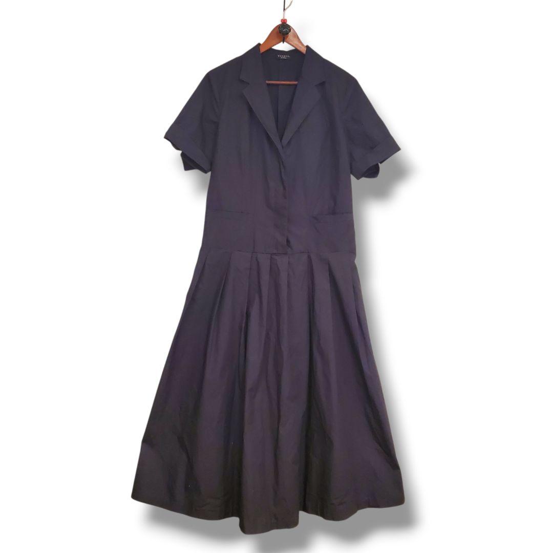 VERMEIL par iena リネンコットンタイプライターワンピース黒