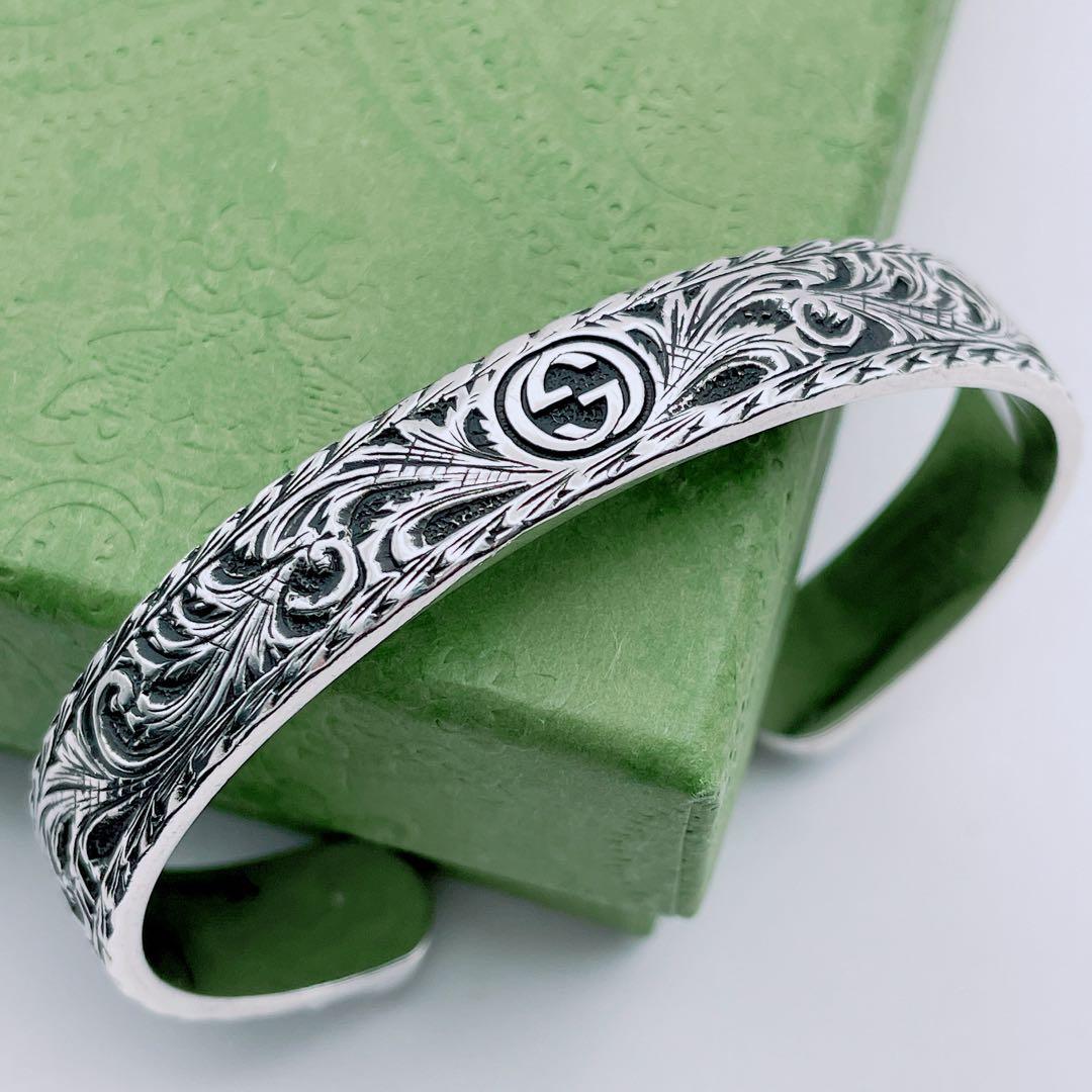 GUCCI バングル　アラベスク　キャット　インターロッキング　シルバー