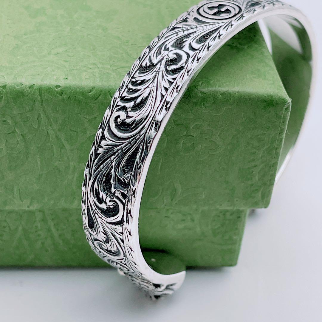 GUCCI バングル　アラベスク　キャット　インターロッキング　シルバー