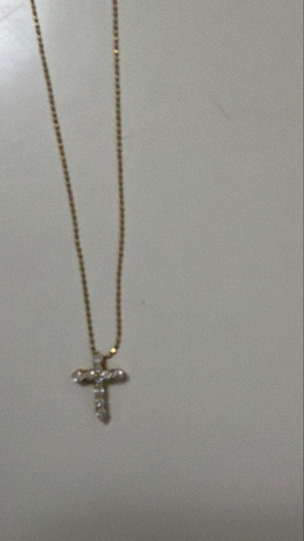 K18（750）ダイヤモンド クロスネックレス 約0.3ct 現状品チェーン切れ