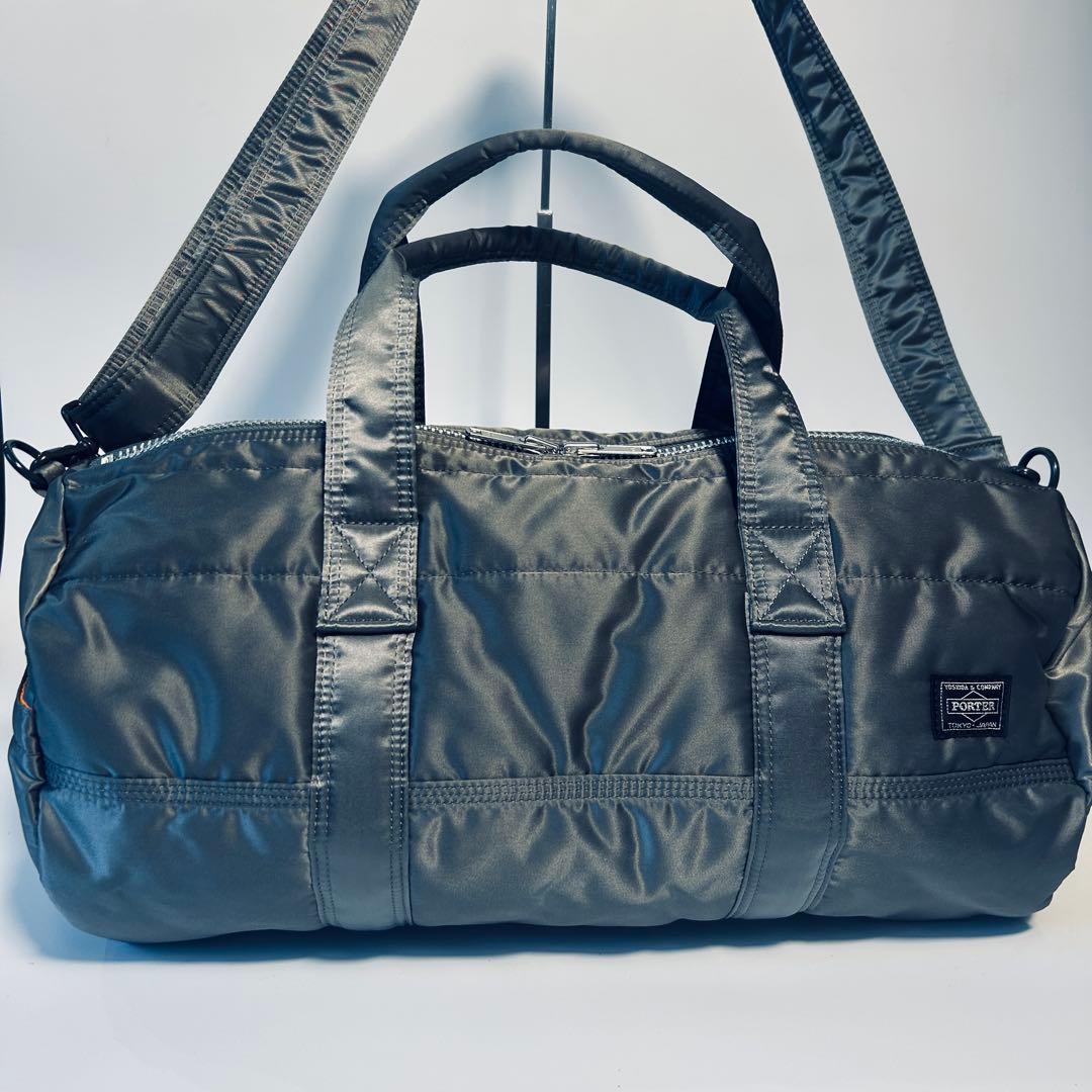 【未使用級】 ポーター タンカー ドラムバッグ シルバーグレー 2way 限定