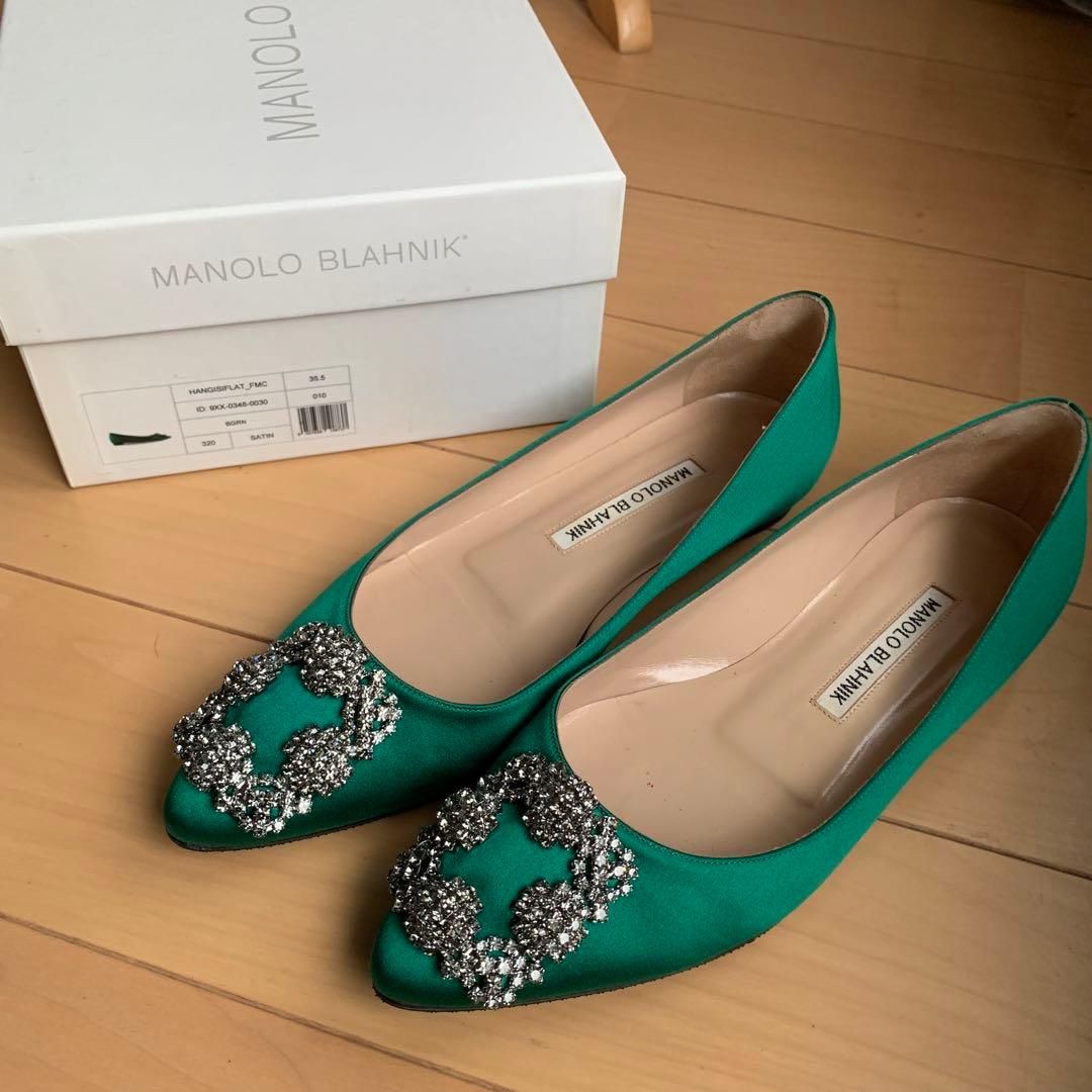 マノロブラニク　ハンギシ　フラット　グリーン　35.5