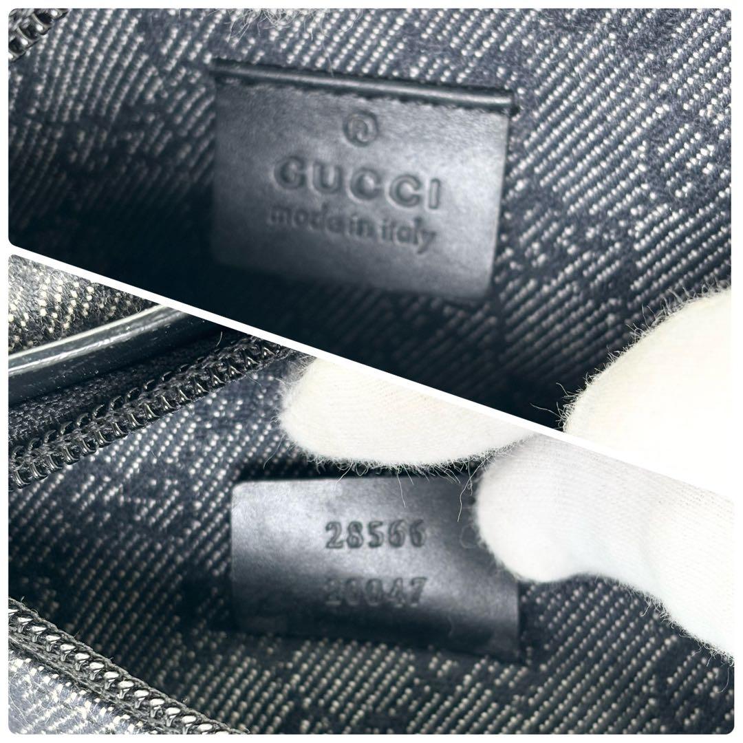 【✨美品、希少✨】　グッチ　ボディーバッグ　GGキャンバス　ネイビー系　紺　金具