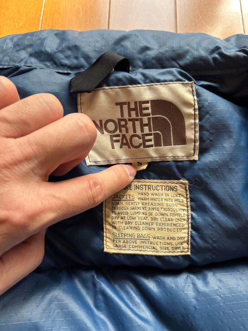 THE NORTH FACE 茶タグ、ダウンベスト S、70s、ネイビー