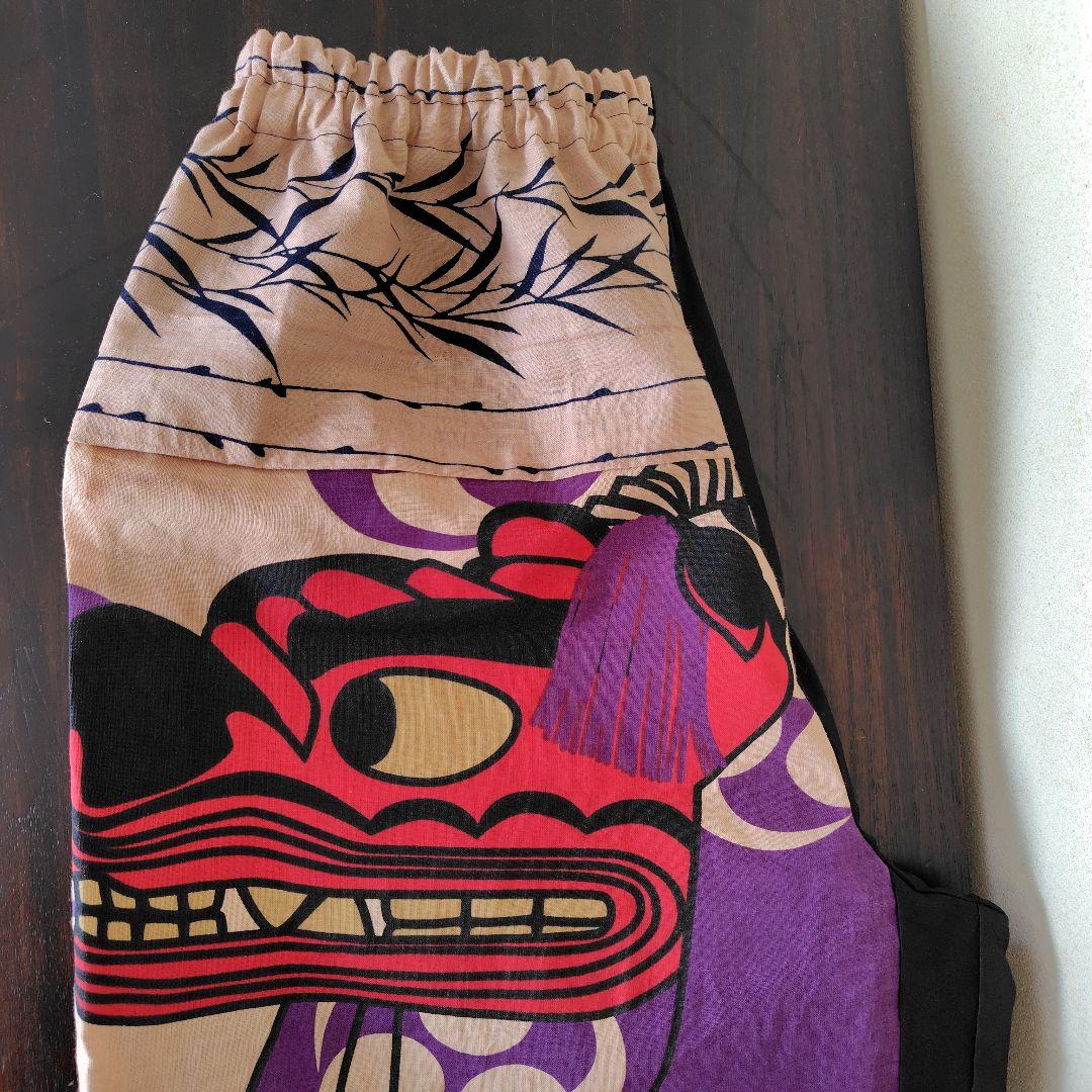 柿渋染めもんぺ【獅子】ハンドメイド サルエル ワイドパンツ 染めむら有