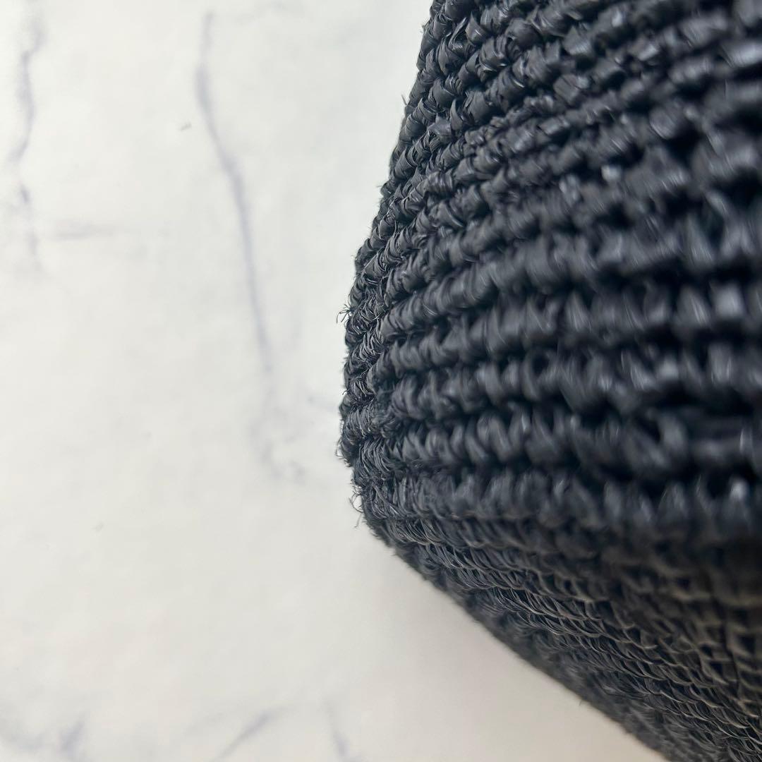 ヘレンカミンスキー トートバッグ ブラック ラフィア レザー 大容量 巾着袋付き