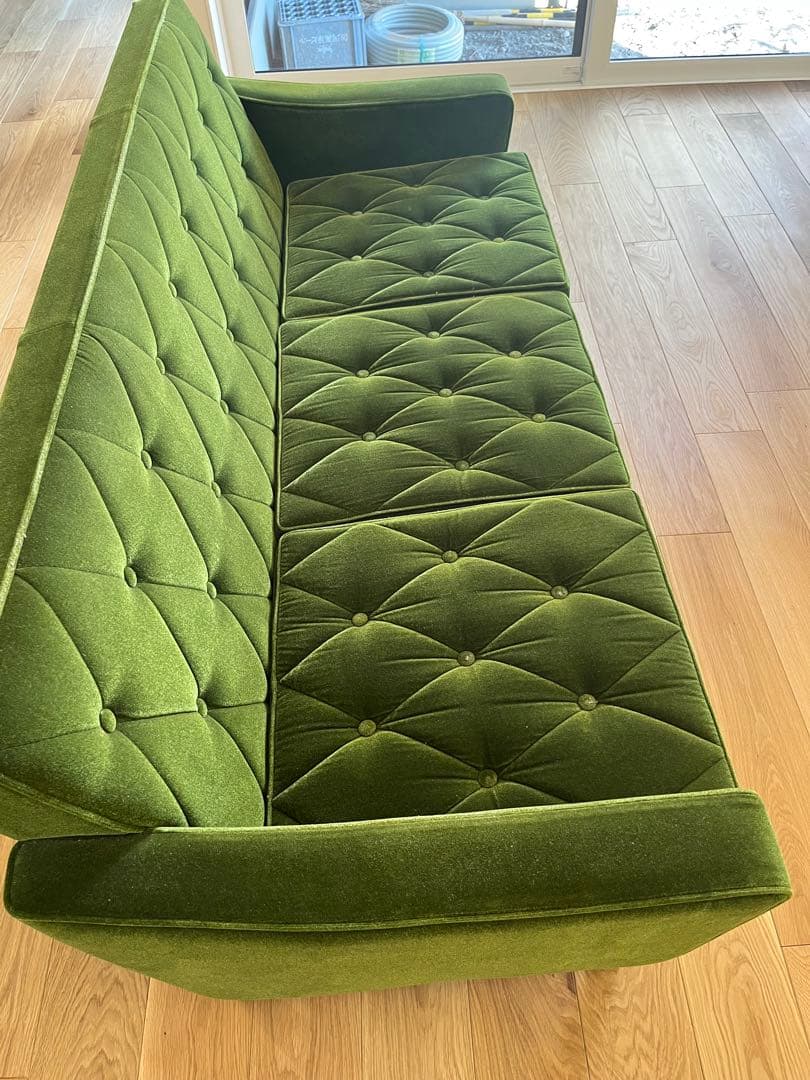 カリモク60 3シーター ソファ モケットグリーン