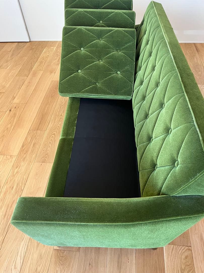 カリモク60 3シーター ソファ モケットグリーン