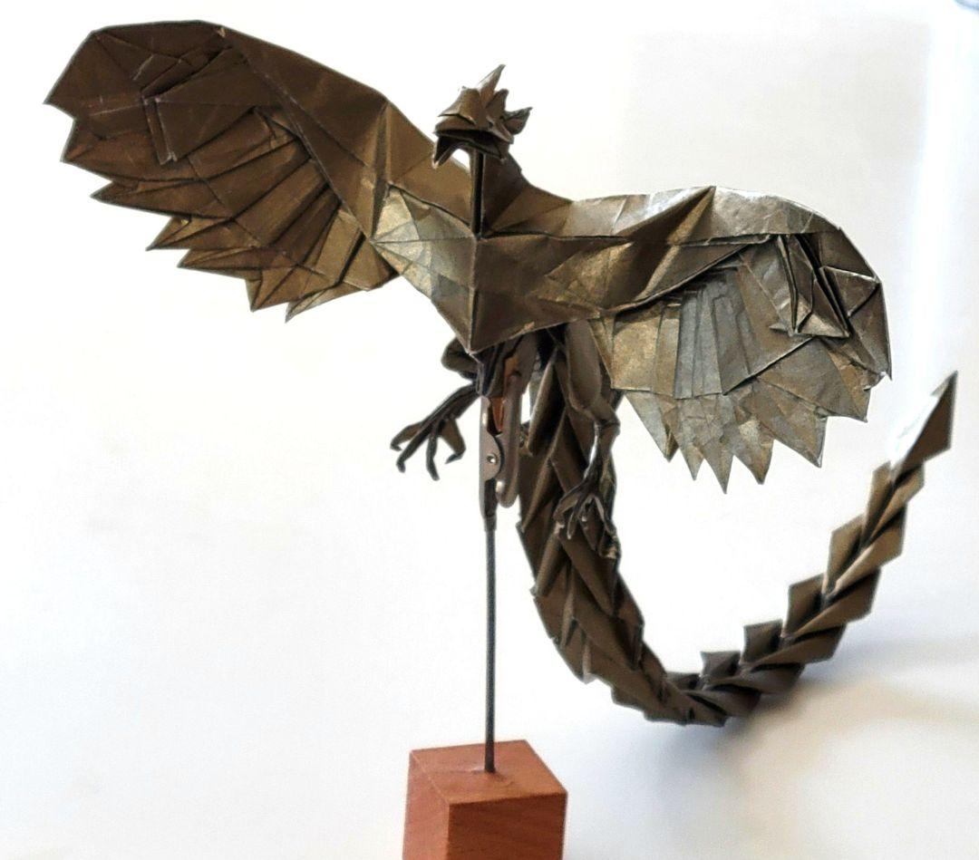 そらたん折り紙作品3点おまとめ( 銀ドラゴン・赤ドラゴン・金フェニックス)