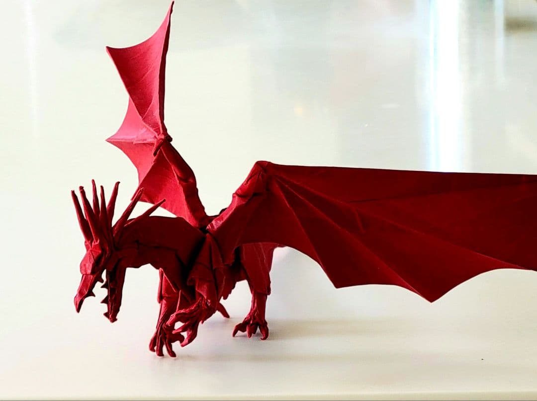 そらたん折り紙作品3点おまとめ( 銀ドラゴン・赤ドラゴン・金フェニックス)