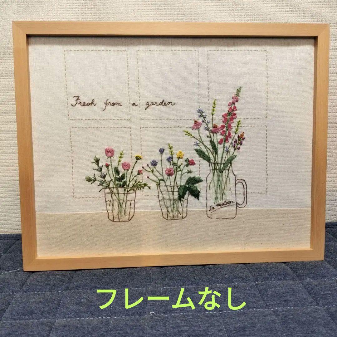 ぶるーぱんだ様　フレーム付き　窓辺のフレーム　　刺繍　完成品