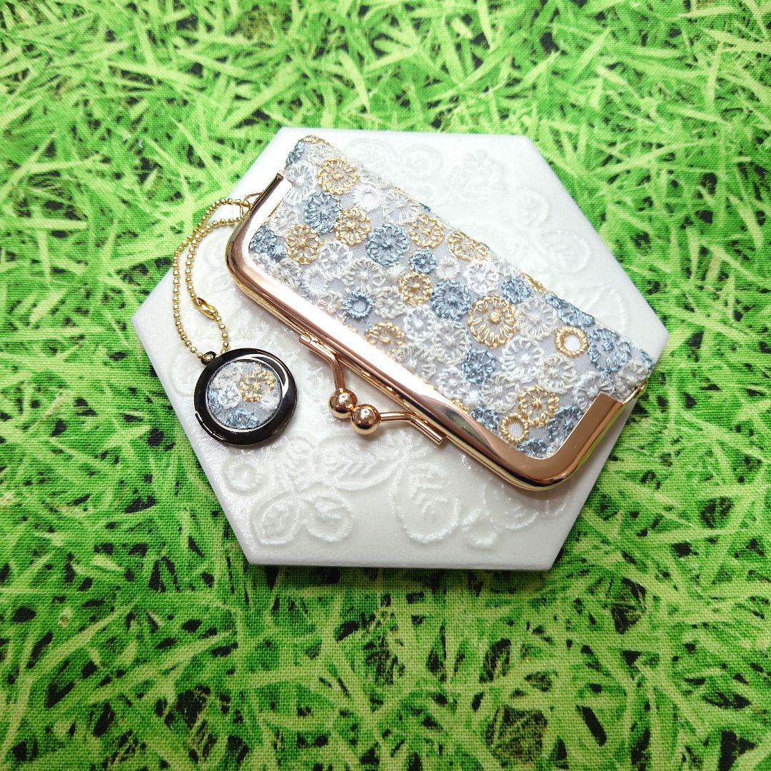 専用☆ミナペルホネン✨skyful グレーmix✨がま口印鑑ケース、チャーム