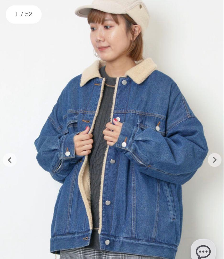 サマンサモスモス デニムボアジャケット　ネイビー