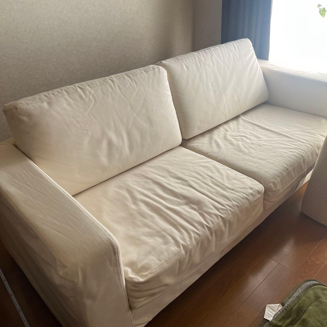 ホワイトファブリックソファ　無印良品