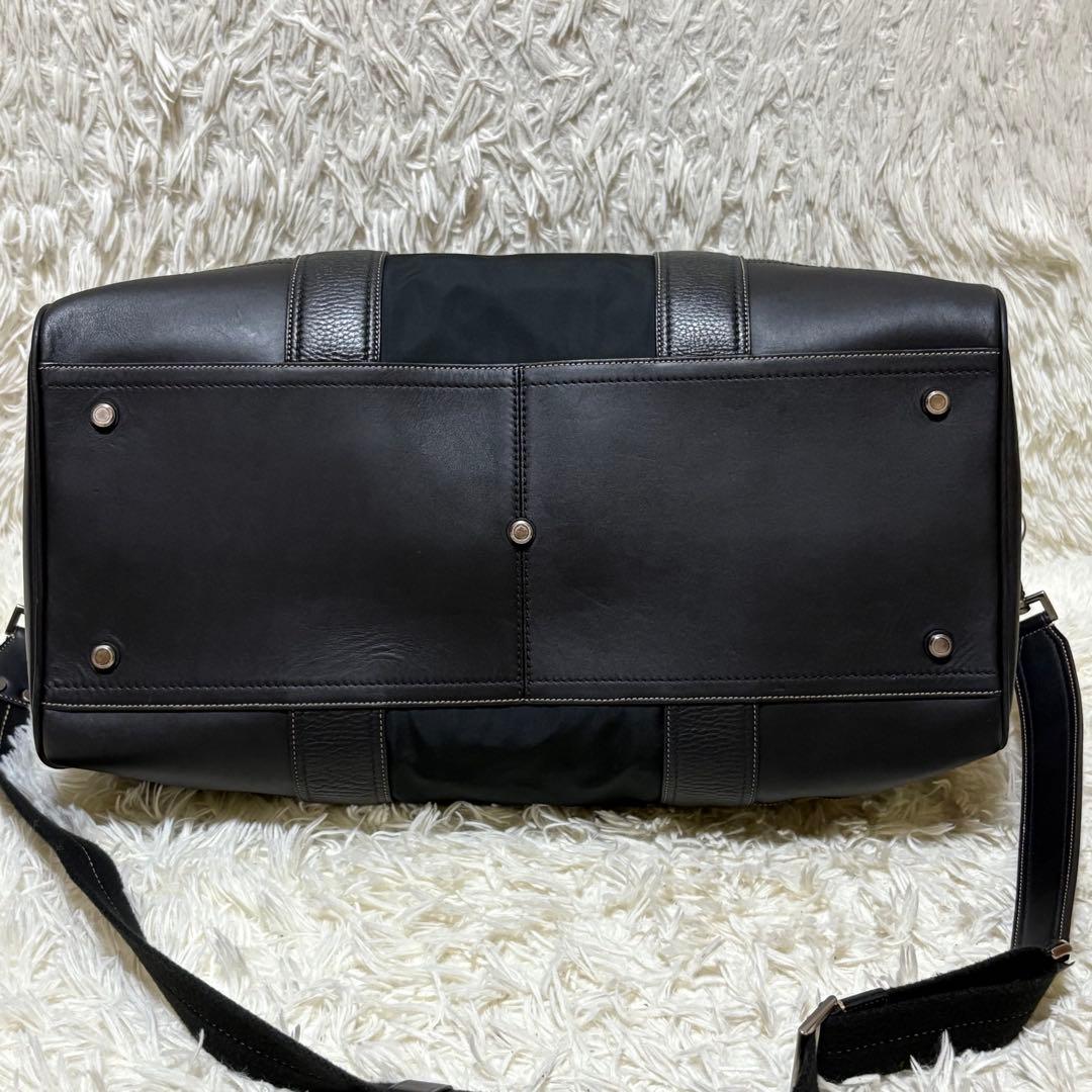 ★美品★COACH ボストンバッグ 大容量 レザー切替 ショルダー紐付 ブラック