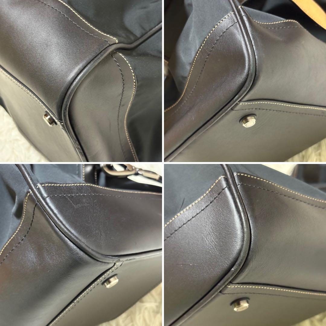 ★美品★COACH ボストンバッグ 大容量 レザー切替 ショルダー紐付 ブラック