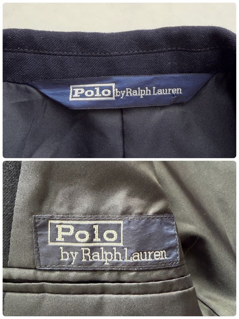 極美品✨90’s ポロラルフローレン 金ボタン 紺ブレ シングル ウール 160