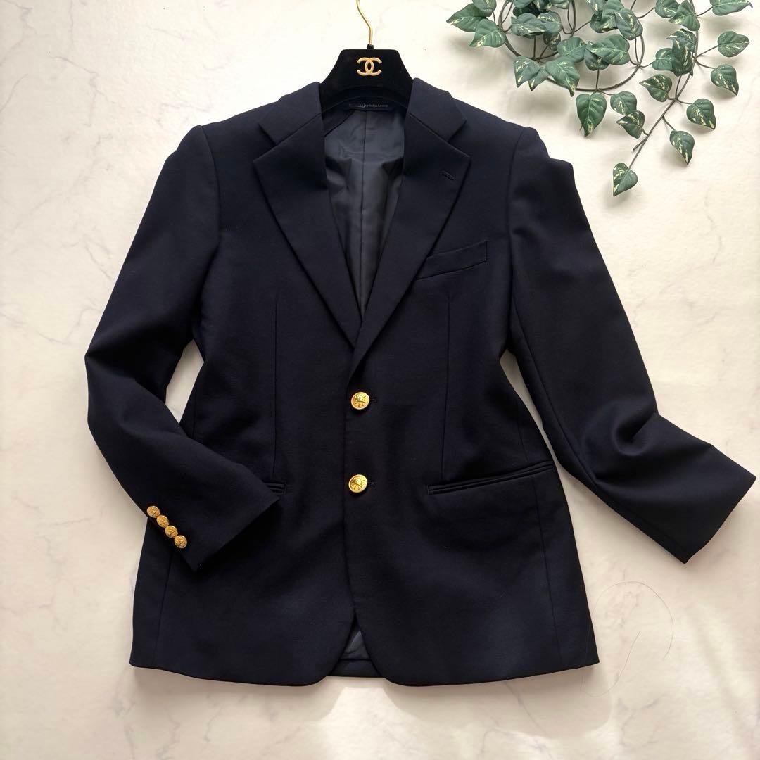 極美品✨90’s ポロラルフローレン 金ボタン 紺ブレ シングル ウール 160