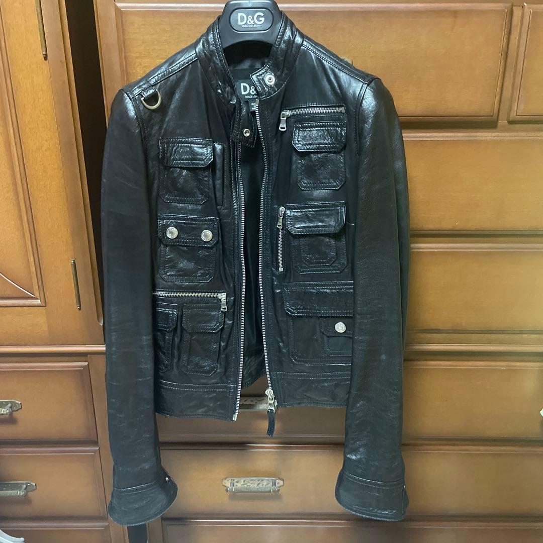 D&G ブラックレザー シングルライダース Mサイズ