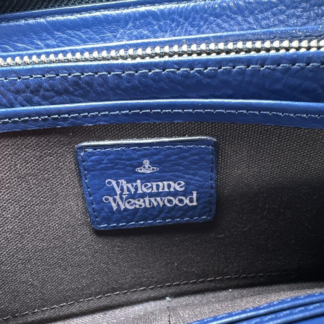 クロコ型押しレザー長財布　ラウンドファスナー　オーブ　ブルー　タッセル付き