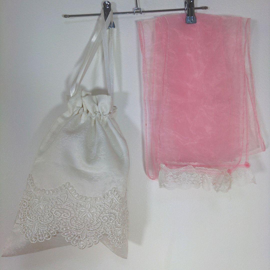 レディース　浴衣セット　身丈158cm　ピンク　作り帯　白　兵児帯　リボン　巾着