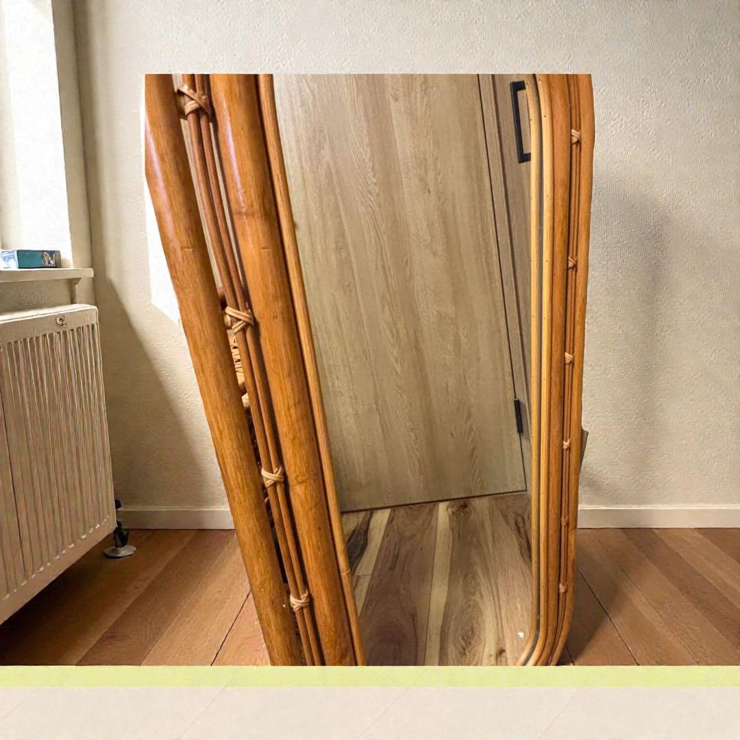 ラタンミラー 大型アーチ型 玄関リビング 北欧ナチュラル✨