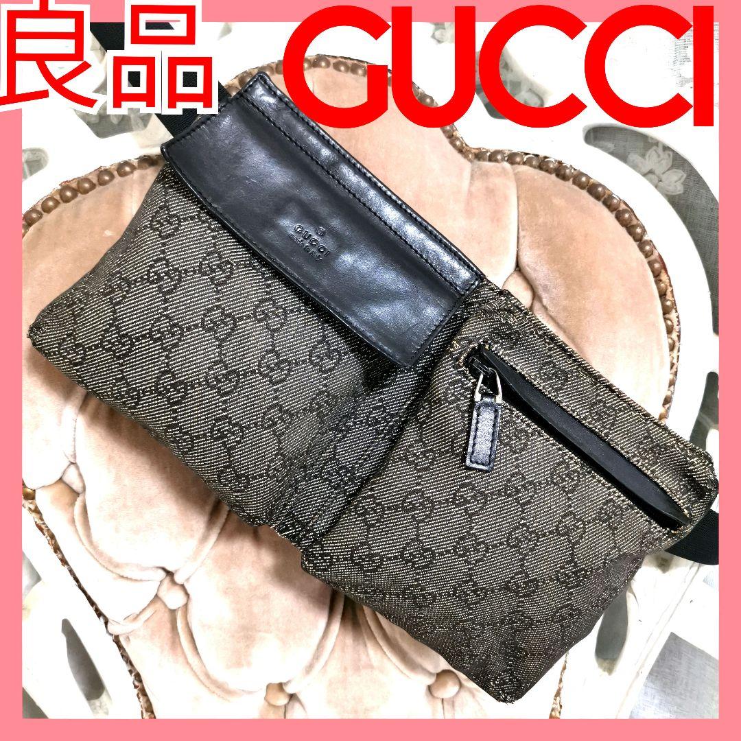 【良品】GUCCIグッチ ボディバッグ斜めがけショルダーバッグGG柄 鑑定済!