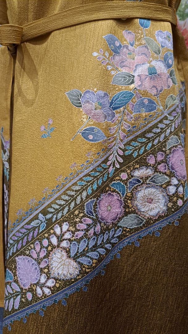 着物　リメイク　ワンピース　チュニック　辻ヶ花　正絹　ハンドメイド