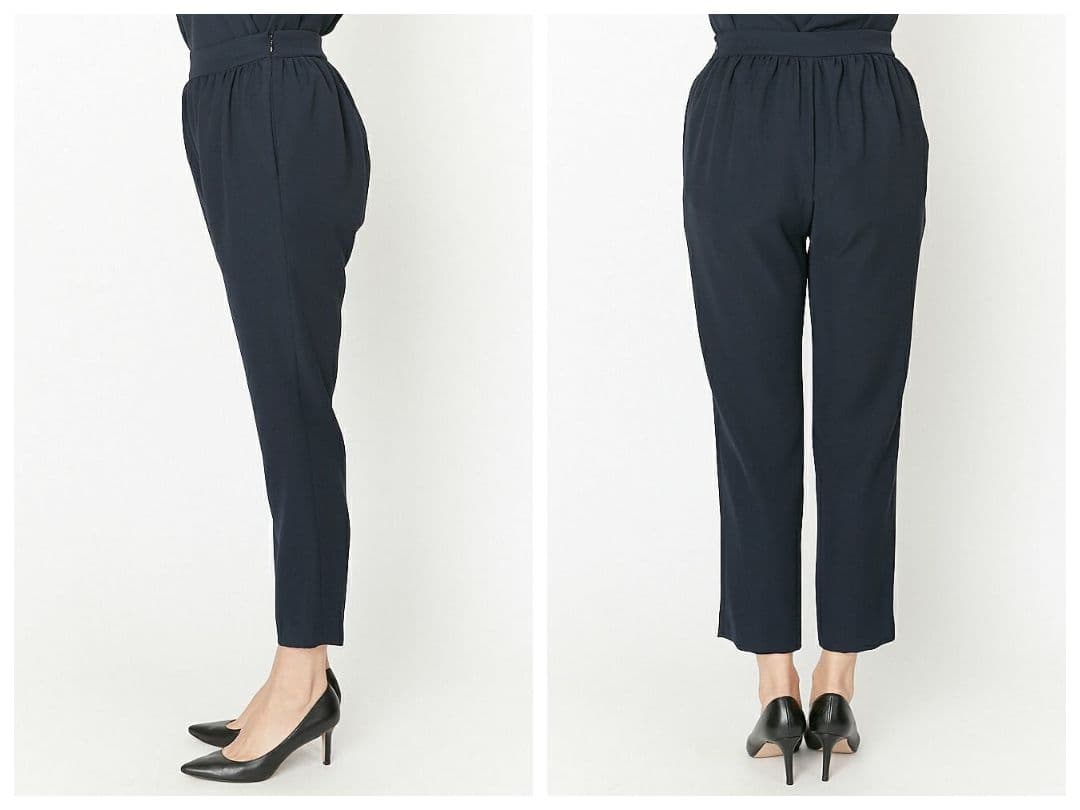 YOKO CHAN ヨーコチャン/ハイウエスト　ギャザーパンツ/38　ネイビー