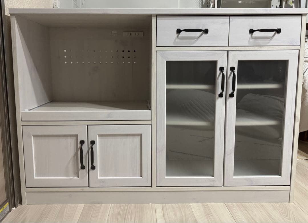 【SESAME】食器棚 レンジ台 キッチンカウンター LUK80-120L