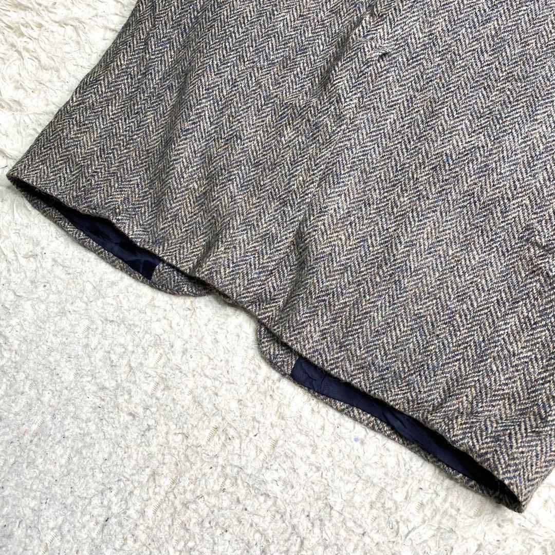 良品✨ハリスツイード テーラード くるみボタン ヘリンボーン L グレー