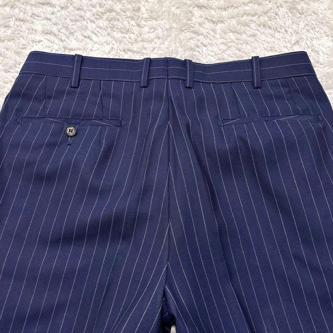 極美品✨ゼニア生地 オーダーメイドスーツ ビジネススーツ ストライプ ネイビー