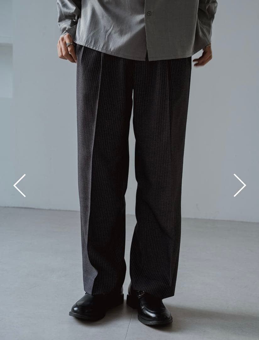 【philme】stripe tuck pants black1