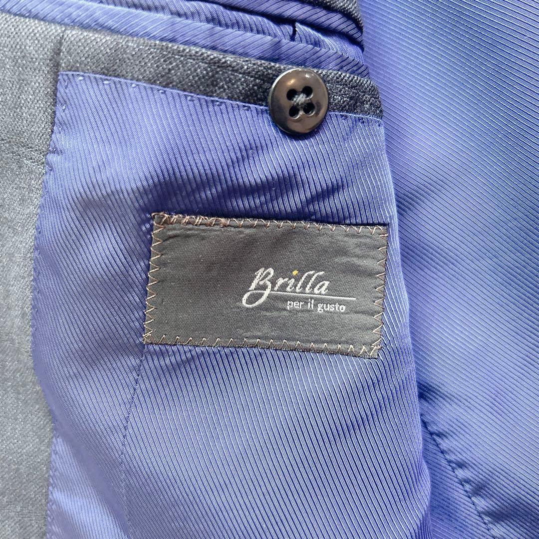 美品 Brilla モヘア スーツ セットアップ 高級 ウィンドペーン ネイビー