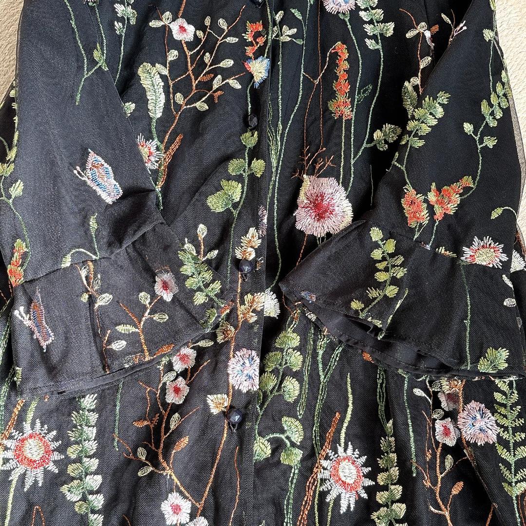 美品⭐️AUSTIN REED 総フラワー刺繍シアーワンピース 羽織 38