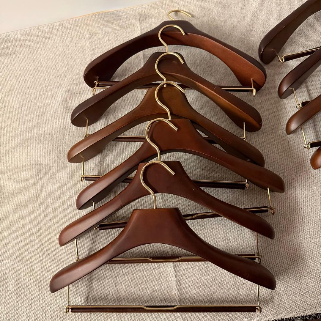 長塩産業　ながしお HNO木製ハンガー　幅40cm スライドバー付　12本セット