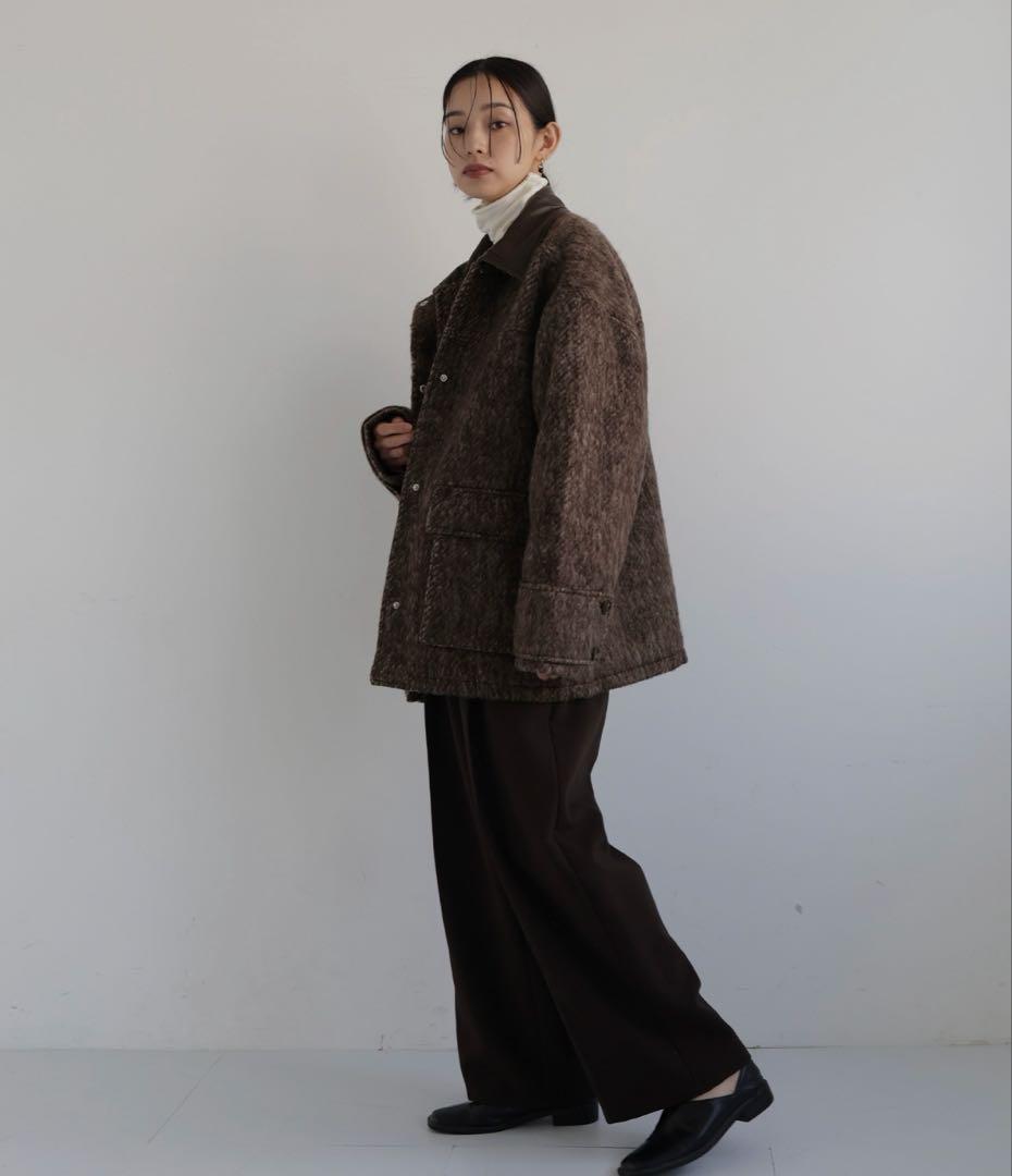 hellamレザーカラーシャギーコート