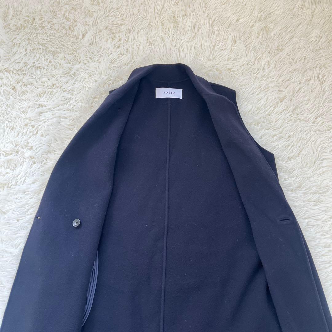 SOEJU ソージュ ウール リバー ロング ジレ ネイビー 2024年発売品