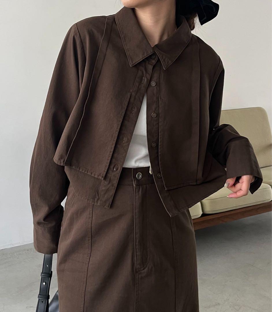 カプリシュレマージュ　【セットアップ対応】コットンクロップシャツ