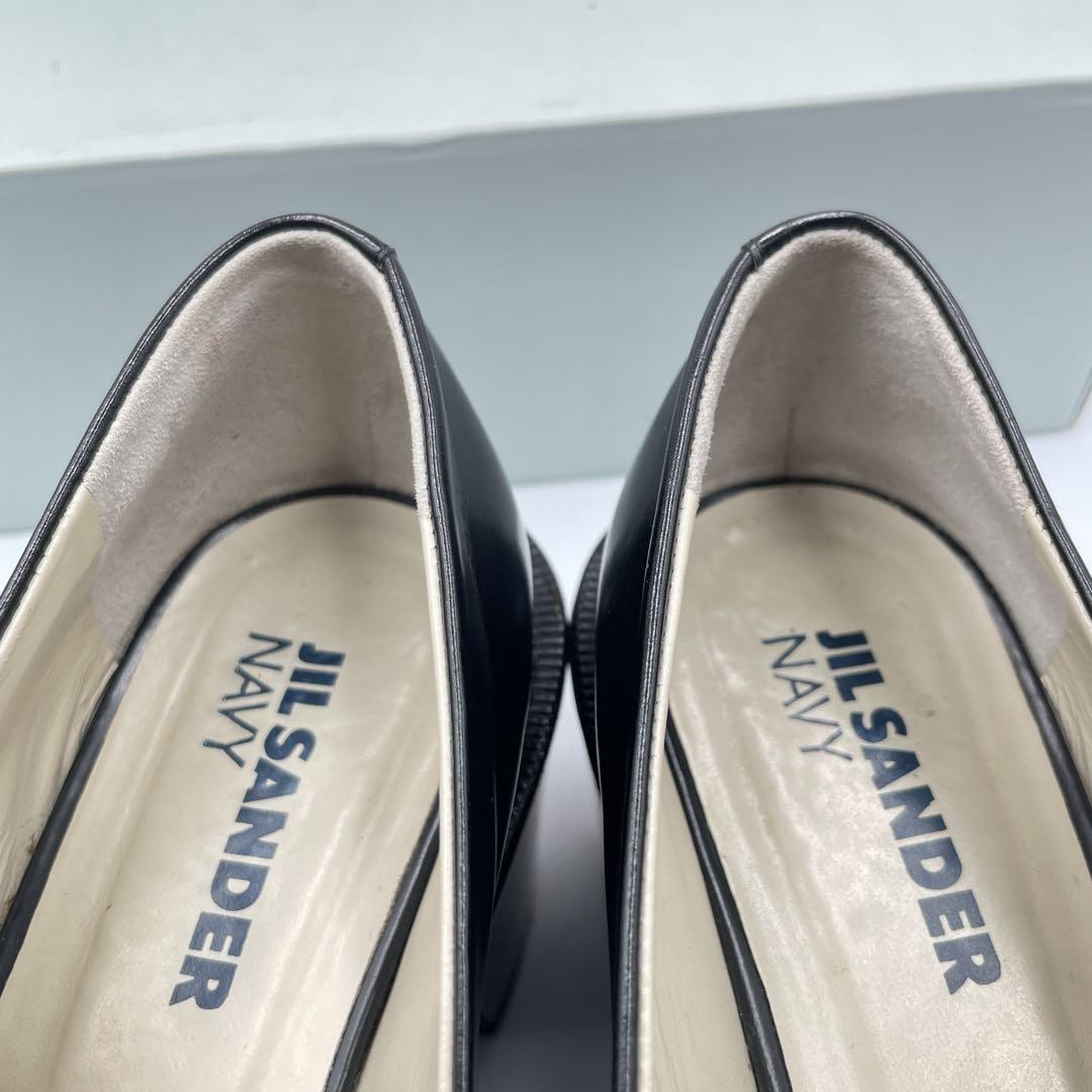 ジルサンダー　ネイビー　超厚底　ローファー　レザー　黒　23cm